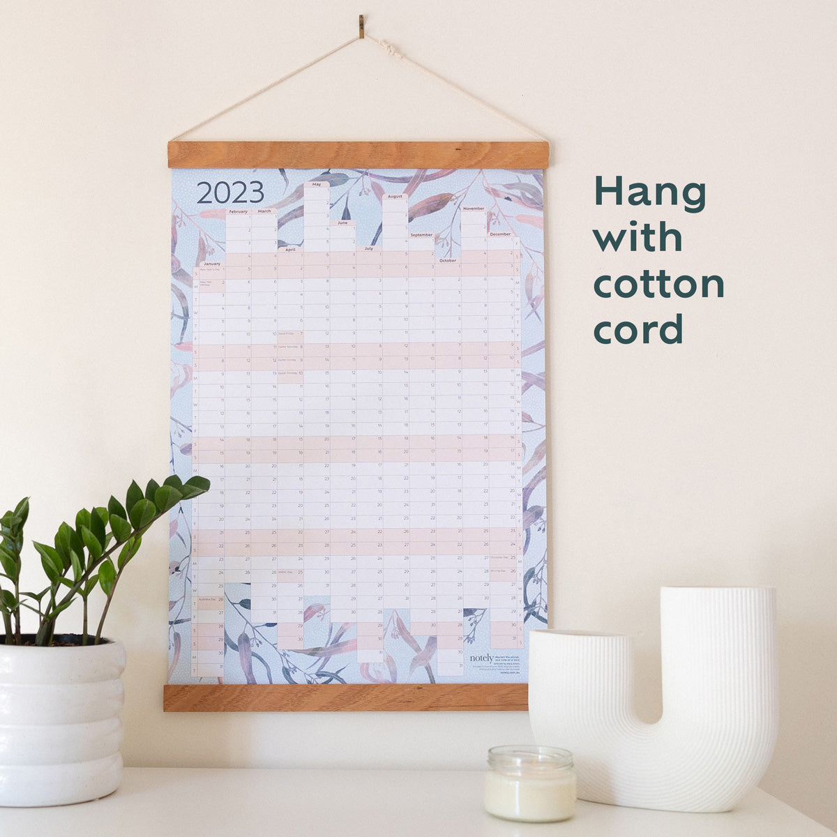 Hang your wall planner with the frame and cord.
