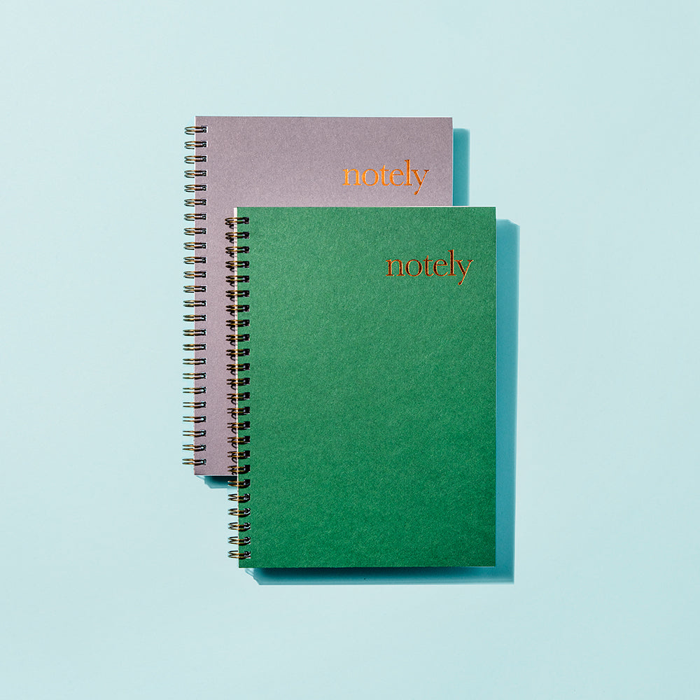 Notely A5 Green and Charcoal Grey Spiral Notebooks