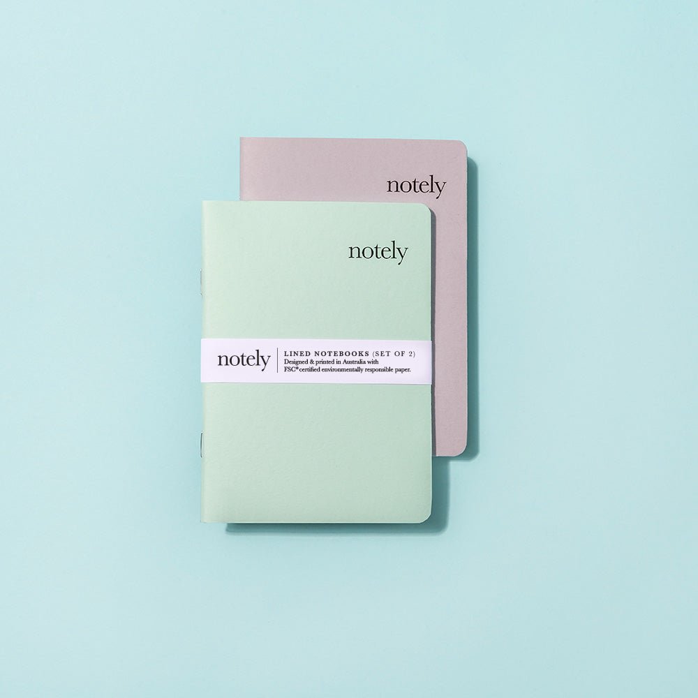 Spearmint & Grey – A6 Pocket Notebook (Set of 2) - Notely Lined