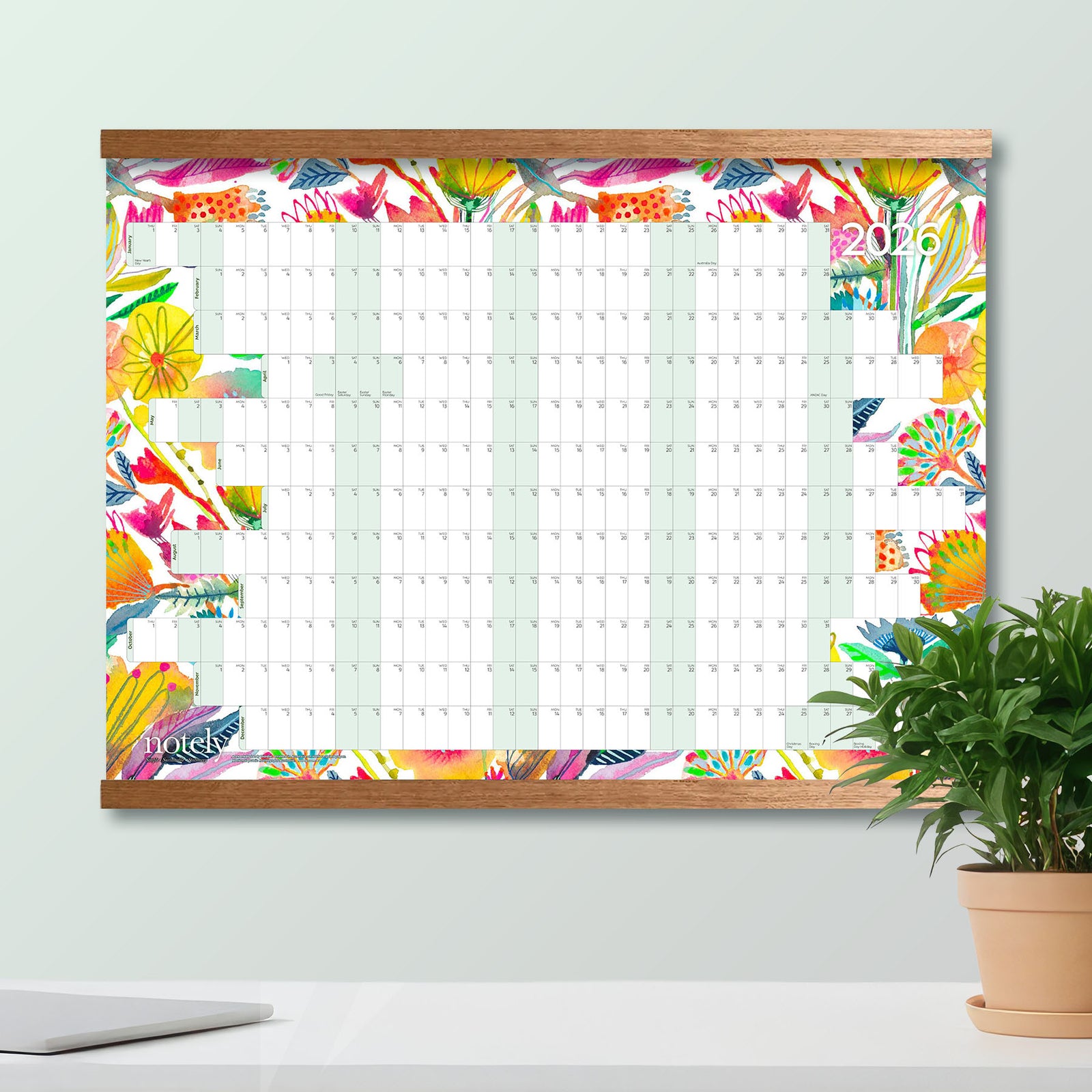 Notely 2026 A1 Landscape Yearly Wall Planner