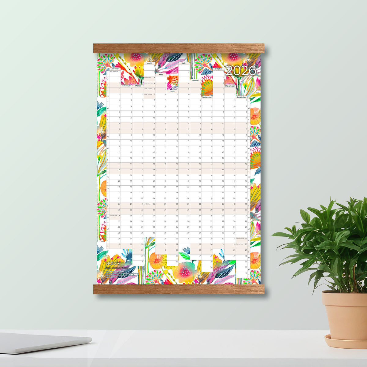 Notely 2026 A2 Portrait Yearly Wall Planner