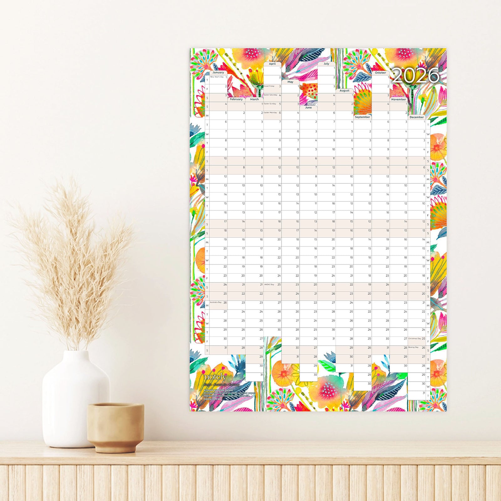 Notely 2026 A2 Portrait Yearly Wall Planner