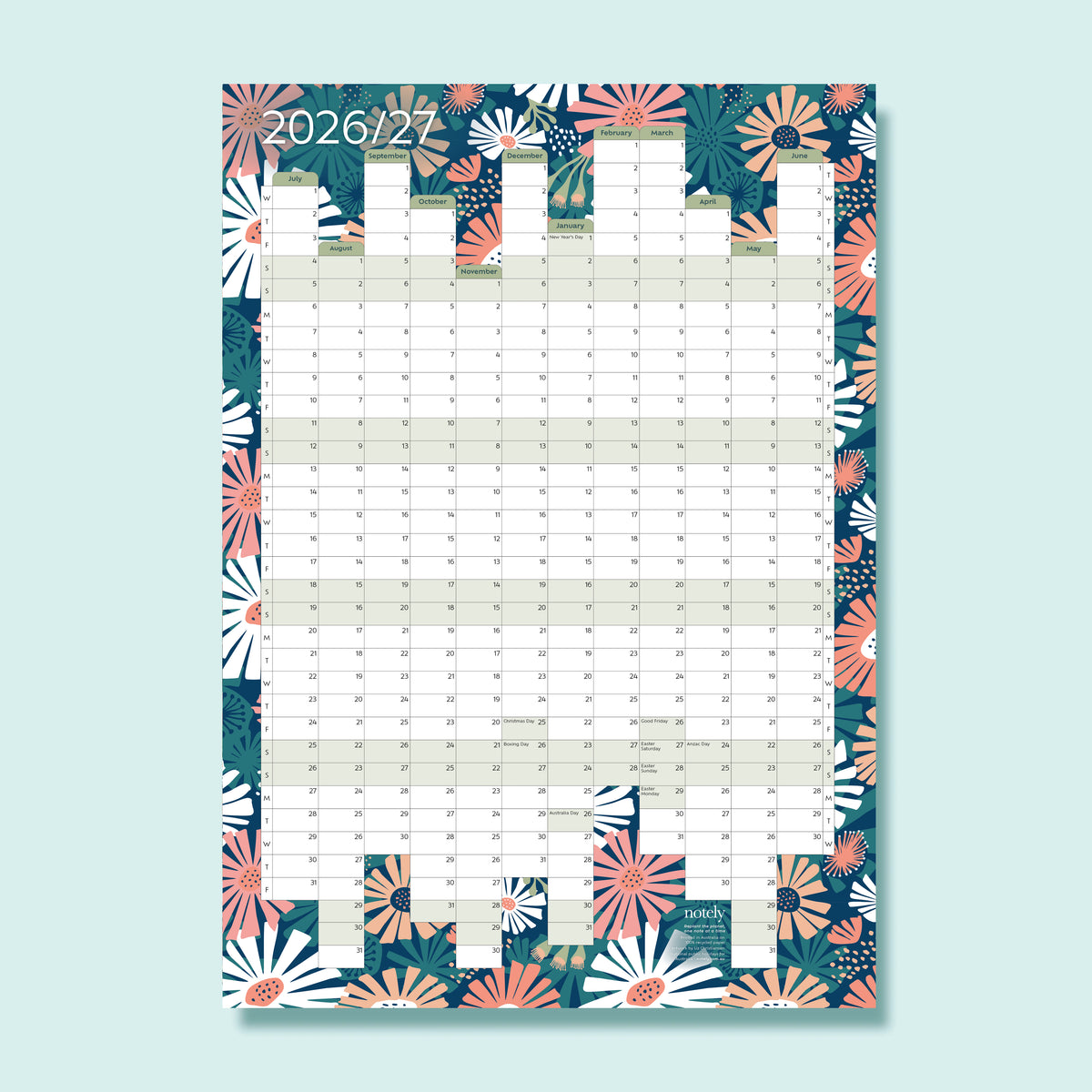 2026/27 Financial Year A2 Wall Planner