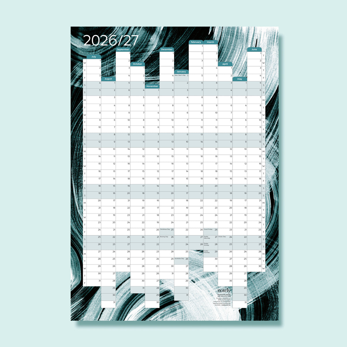 2026/27 Financial Year A2 Wall Planner