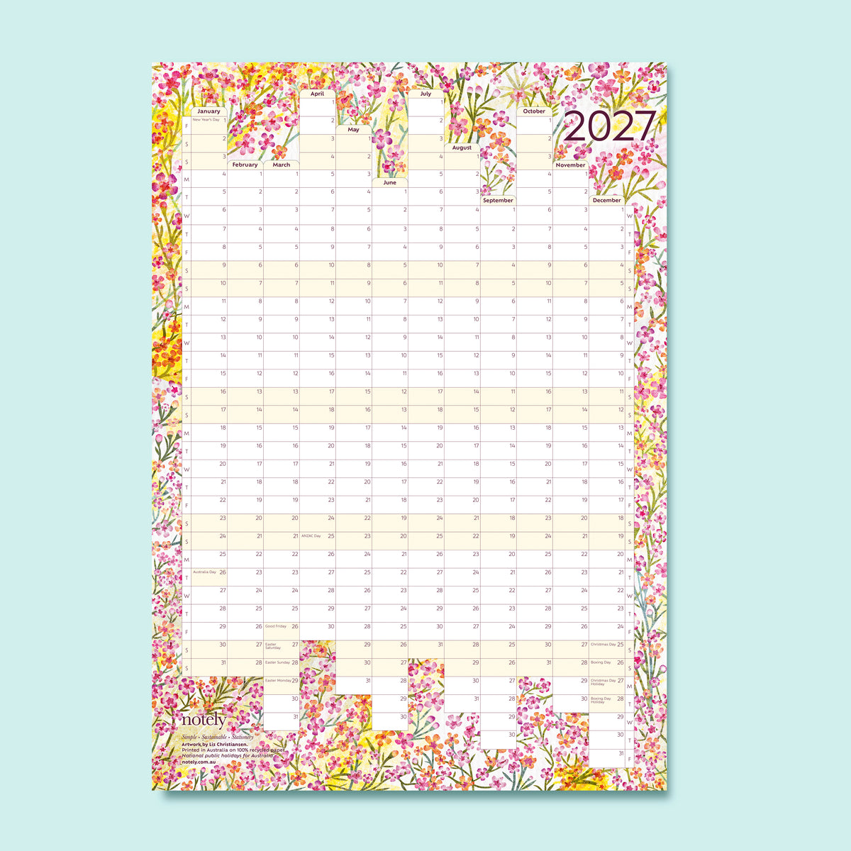 2027 Yearly Wall Planner (A2 Portrait)