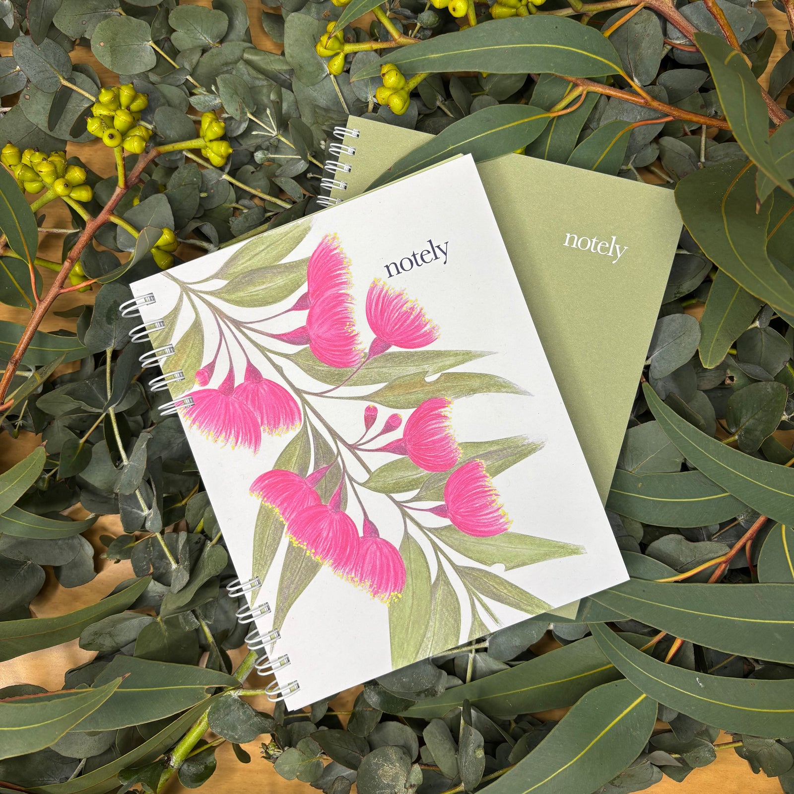 Notely A5 undated diary, notebook, botanical cover, FSC-certified 100% recycled paper, made in Australia