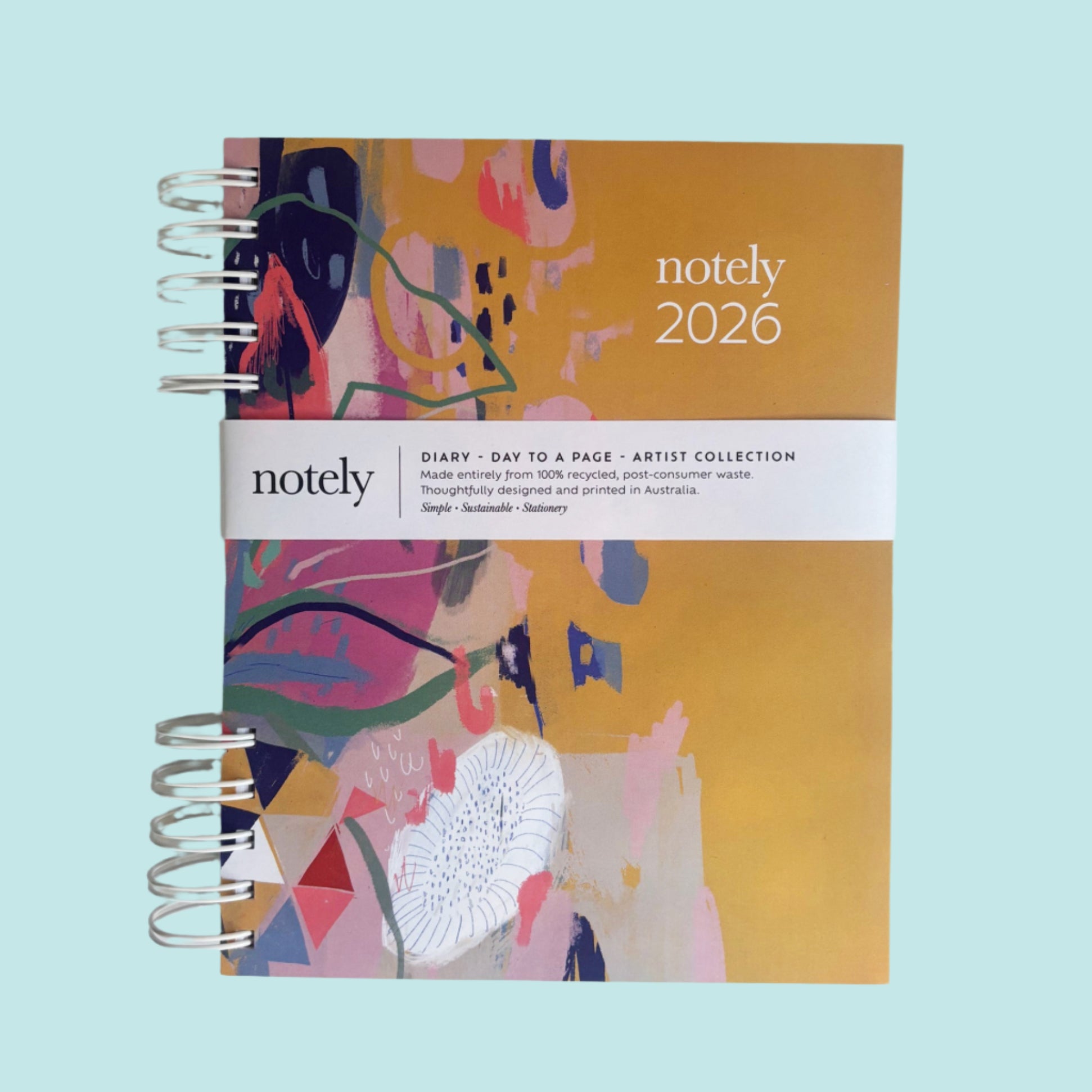 A5 diary, notebook, undated, botanical cover, FSC-certified 100% recycled paper, made in Australia