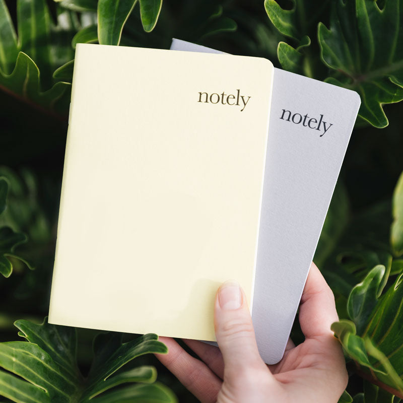 Notely Lemon &amp; Grey Pocket Notebook Set of 2