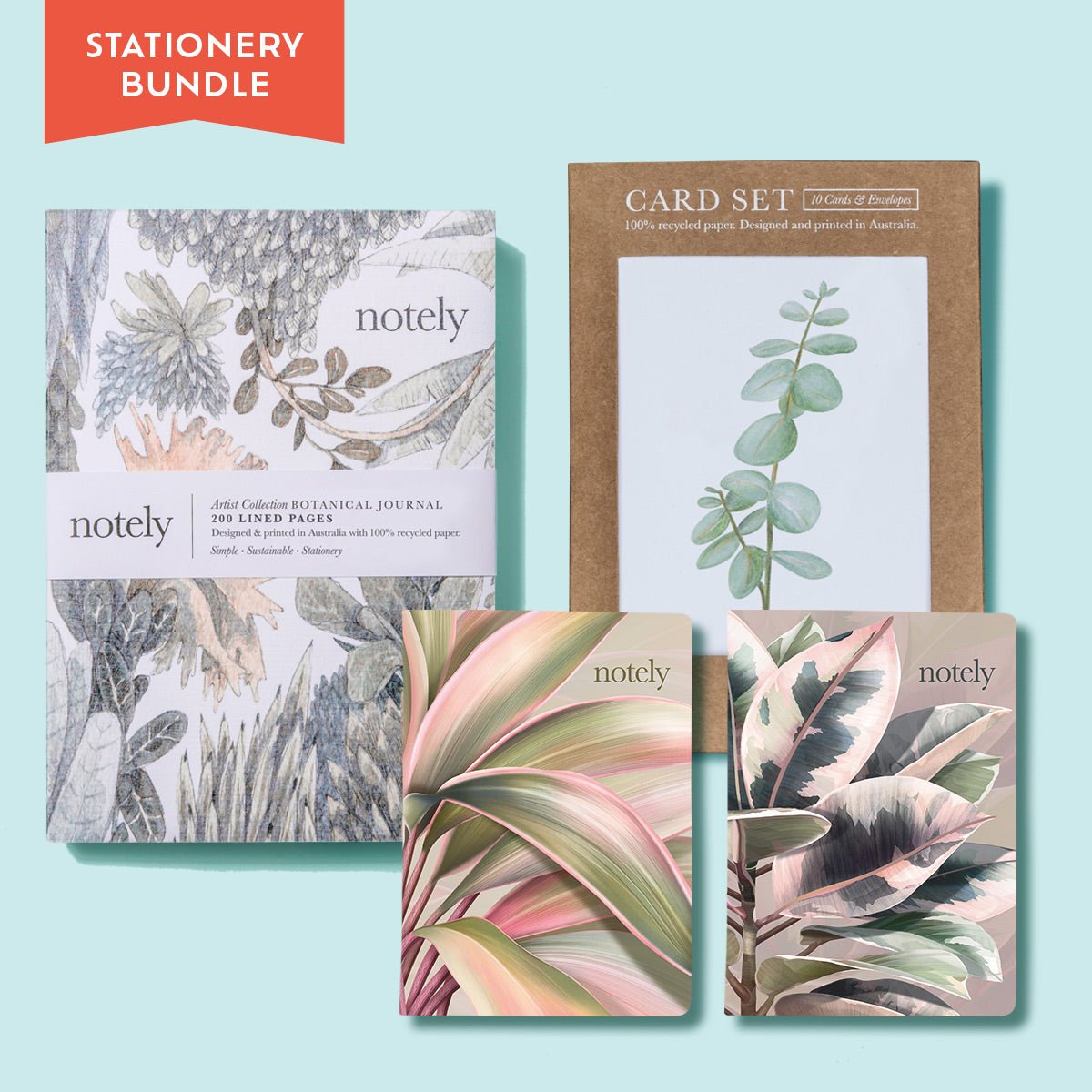 Botanical Notebooks & Cards Stationery Bundle - Notely