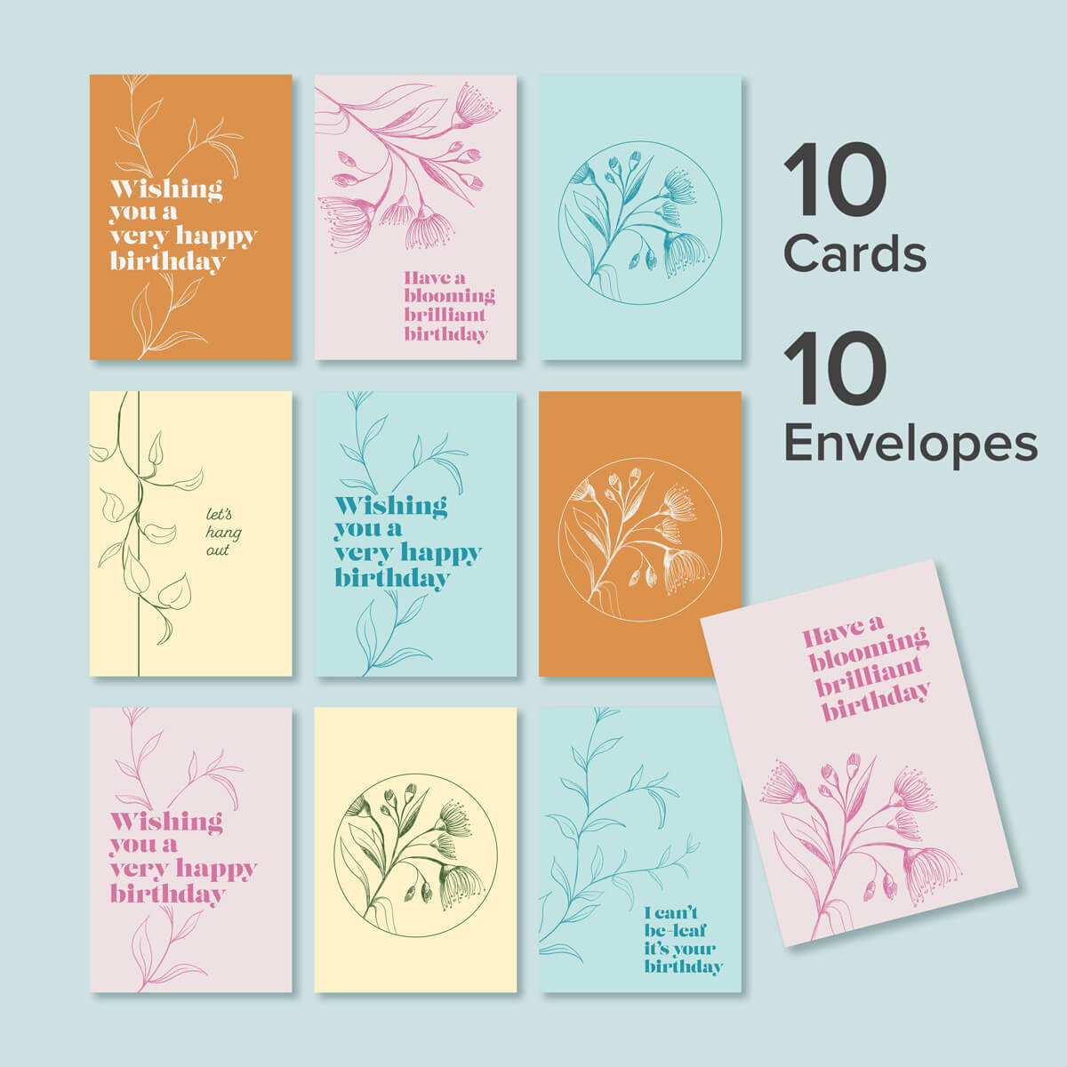 Cup Notes Mixed Botanical Card Set (Box of 10) - Notely