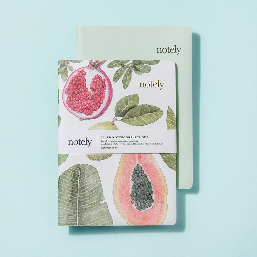 Perfectly Picked &amp;amp; Minty Leaf – A5 Notebook (Set of 2) 64p - Notely
