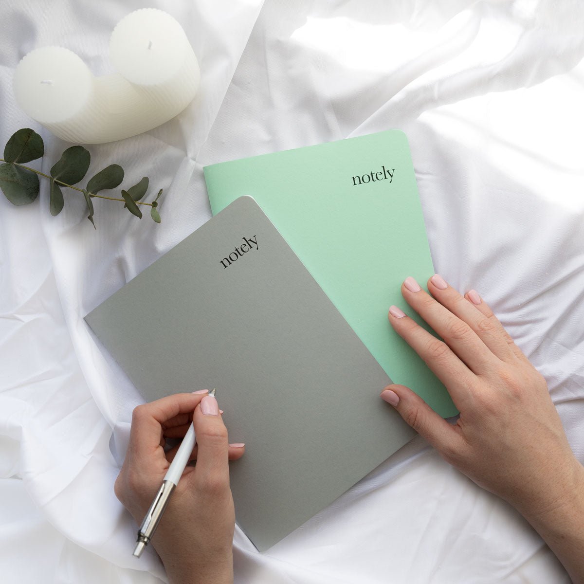 Spearmint & Grey – A5 Notebook (Set of 2) 64p – Lined - Notely Lined