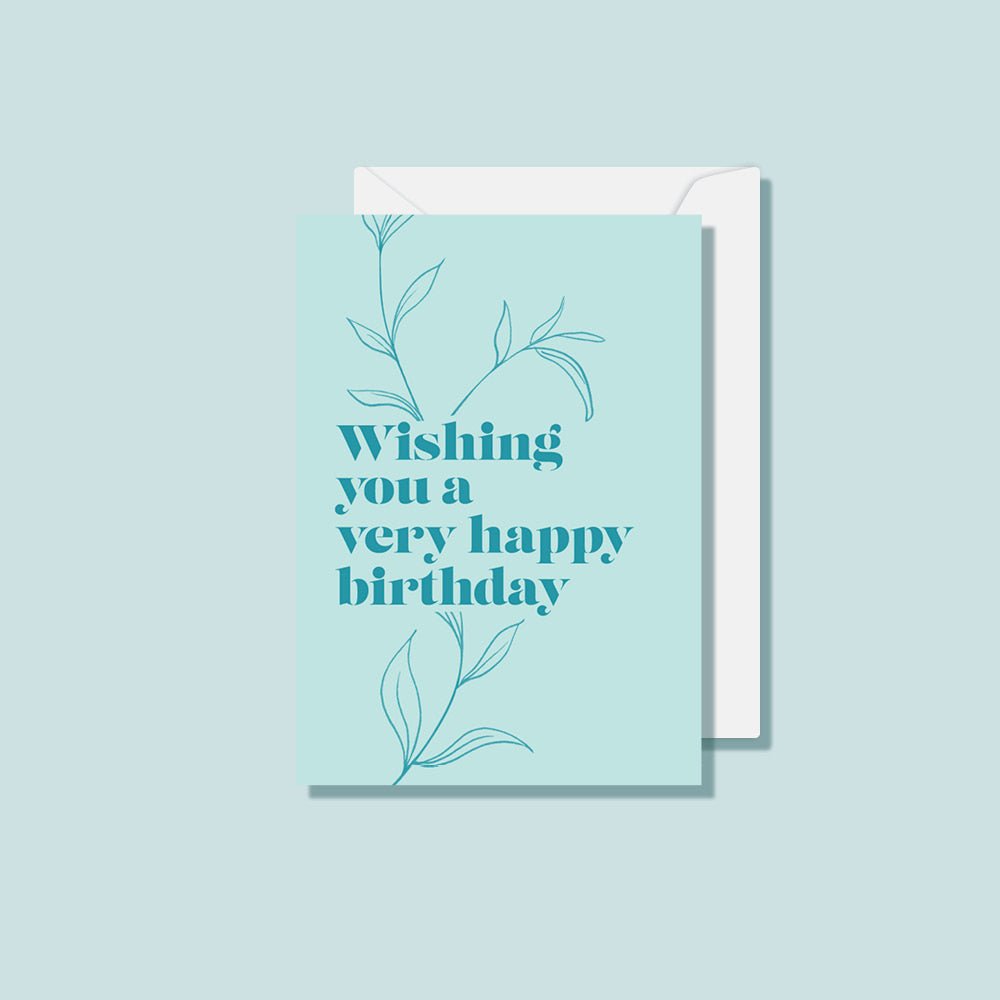 Turquoise Botanical Birthday Card - Notely